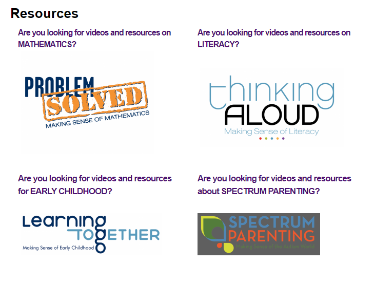 Link, Screenshot from CTLM website demonstrating that video resources, professional development courses, and nonformal education support are available. 